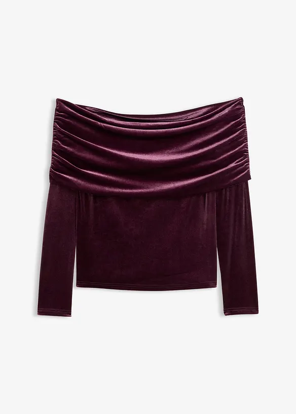 Off shoulder-topp i myk fl&oslash;yel, bonprix