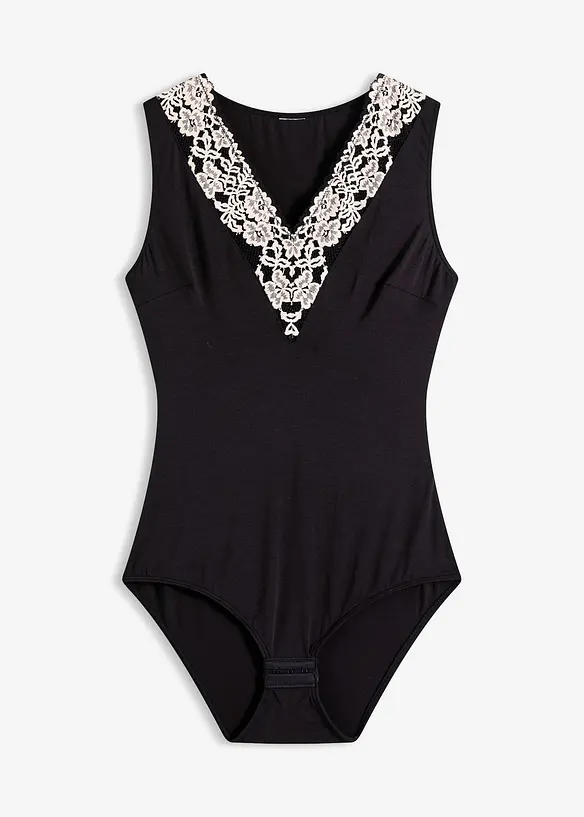 Body uten spiler i myk modal med blonder, bonprix