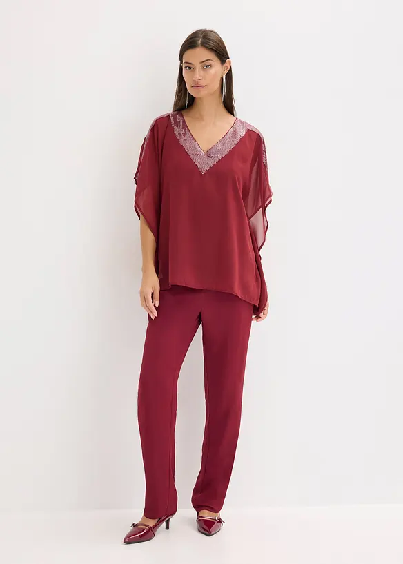 Oversized bluse med paljett-innfelling, bonprix