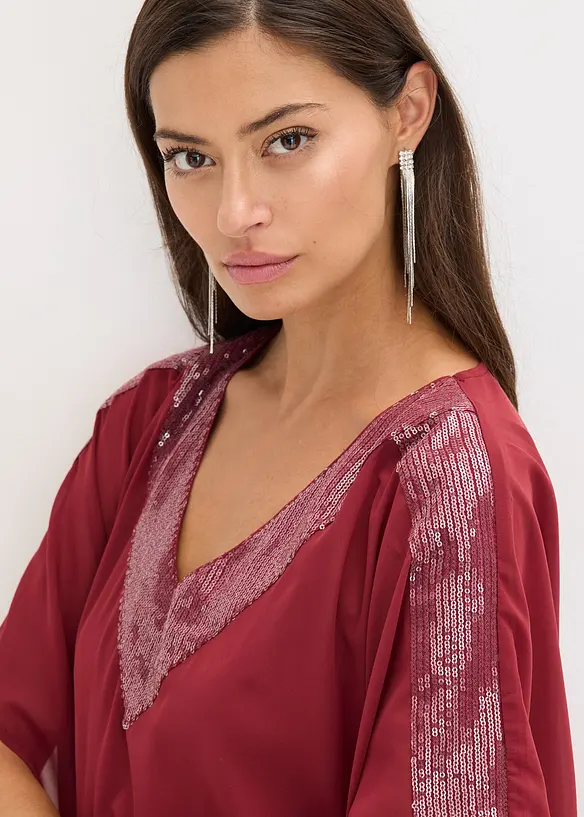Oversized bluse med paljett-innfelling, bonprix