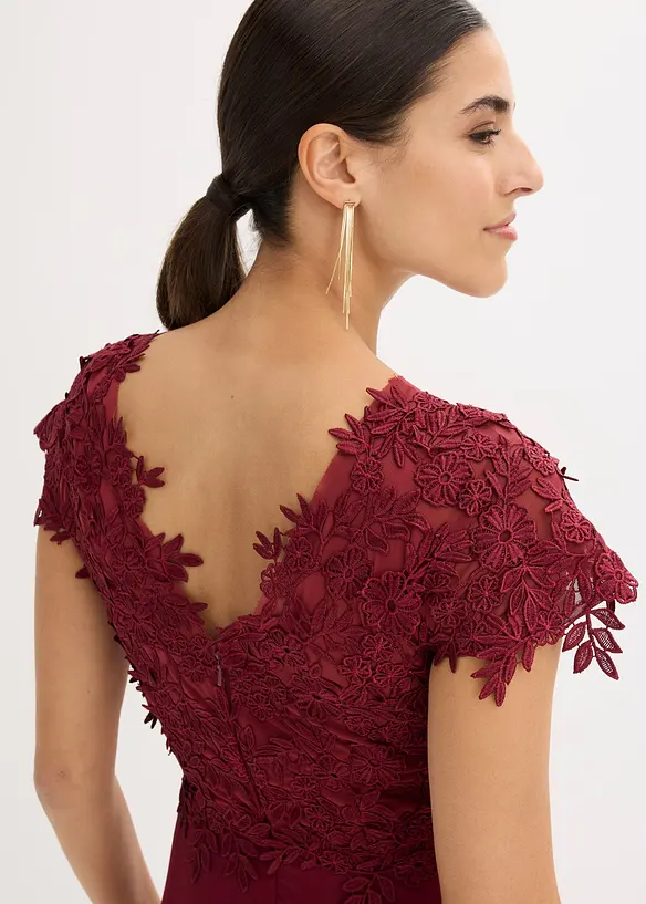 Midikjole i lett tyll med blonder, bonprix