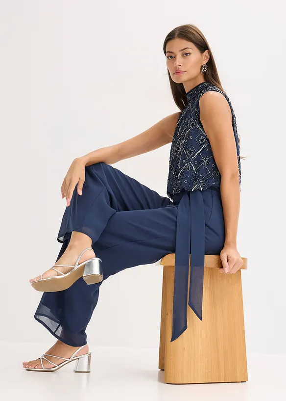 Jumpsuit med perlebroderi, bonprix