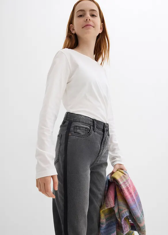 Termojeans med jerseyfôr, Mid Waist, bonprix