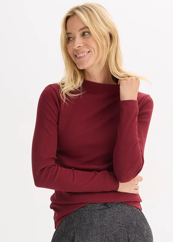 Langermet topp i ribbemateriale, bonprix