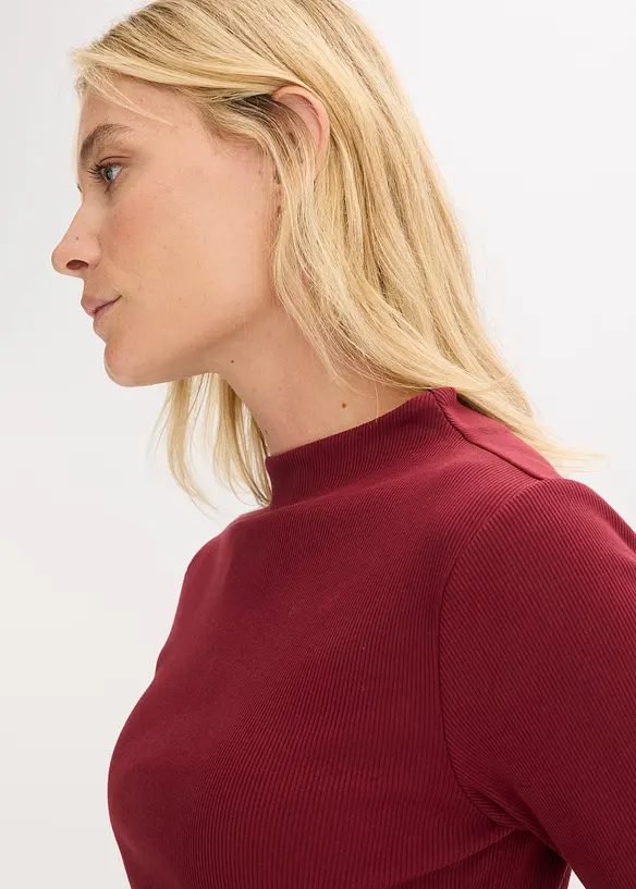 Langermet topp i ribbemateriale, bonprix