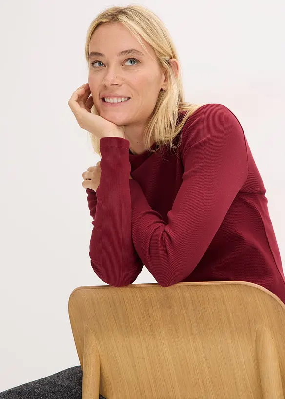 Langermet topp i ribbemateriale, bonprix