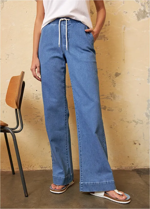Wide Leg-jeans Mid Waist, Stretch, bonprix