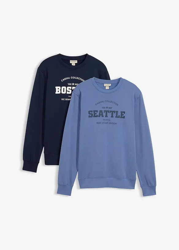 Sweatshirt i 100% &oslash;kologisk bomull (2-pack), bonprix