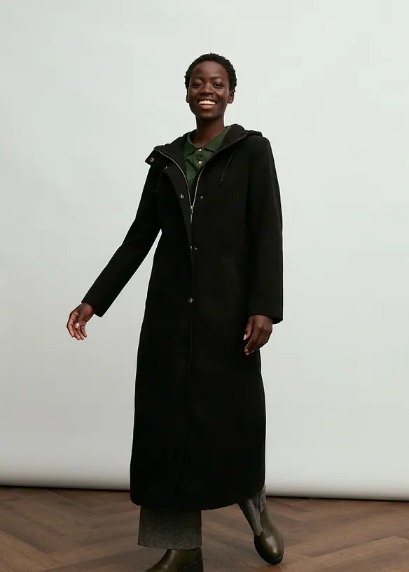 Kåpe i ull-stil og maxilengde, bonprix