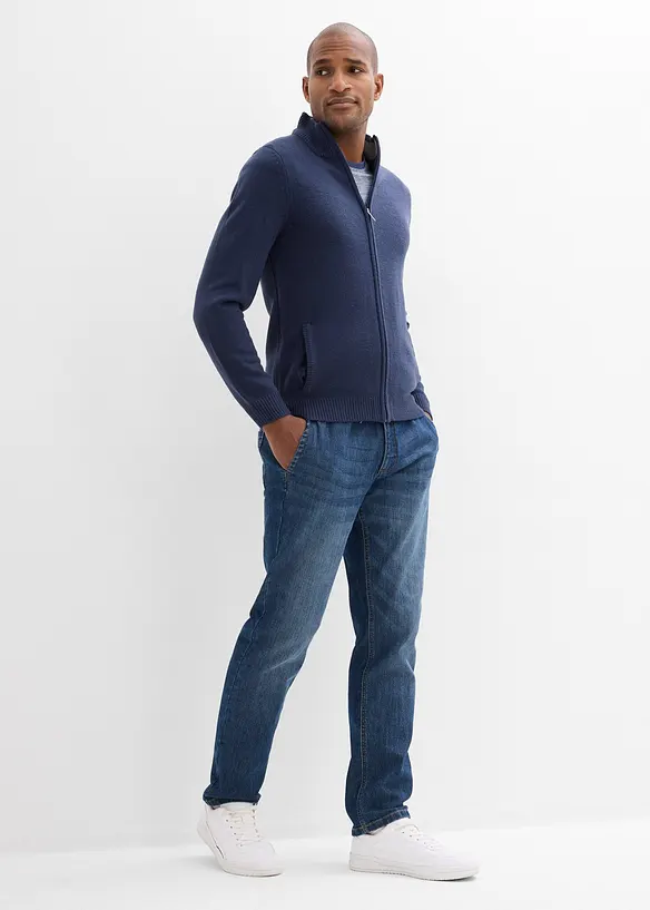 Regular Fit-pull on-jeans i lett materiale med stretch og komfortlinning, Straight, bonprix