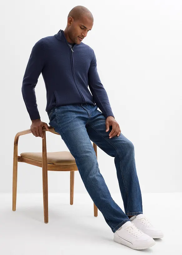 Regular Fit-pull on-jeans i lett materiale med stretch og komfortlinning, Straight, bonprix