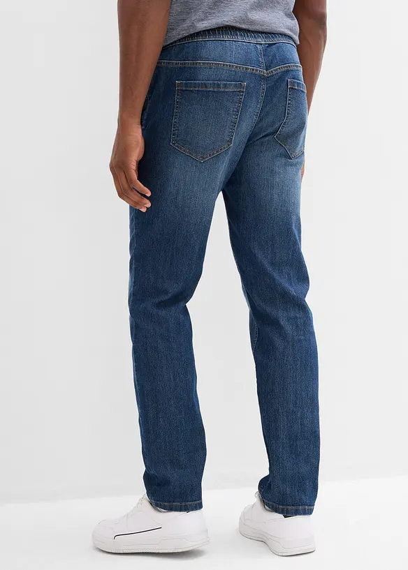 Regular Fit-pull on-jeans i lett materiale med stretch og komfortlinning, Straight, bonprix