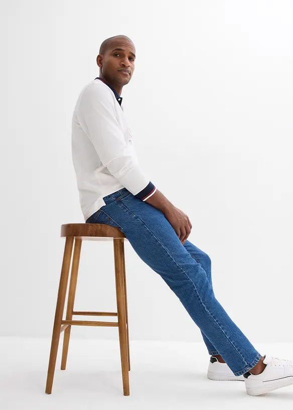 Classic Fit-jeans med linning som er elastisk i sidene, Straight, bonprix