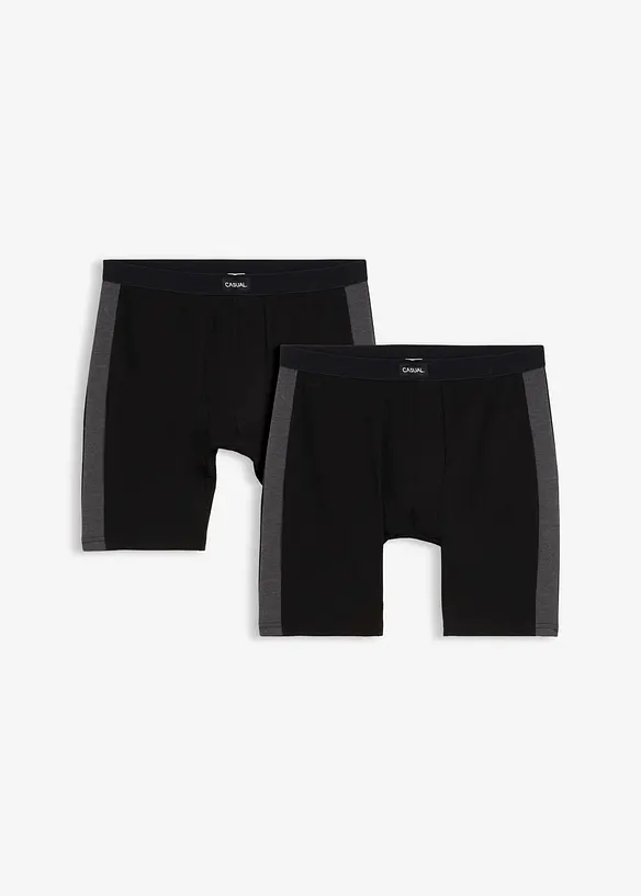 Boksershorts med bomull i ettersittende modell med lange ben (2-pack), bonprix