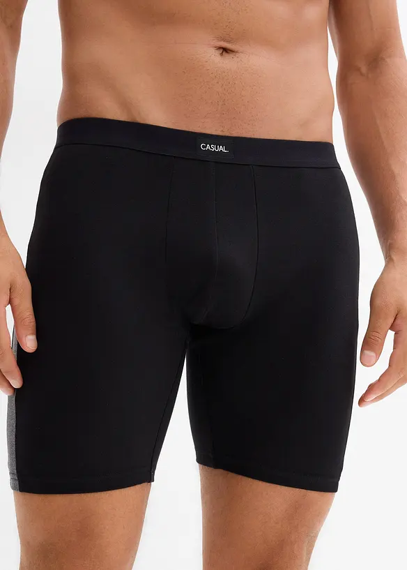 Boksershorts med bomull i ettersittende modell med lange ben (2-pack), bonprix