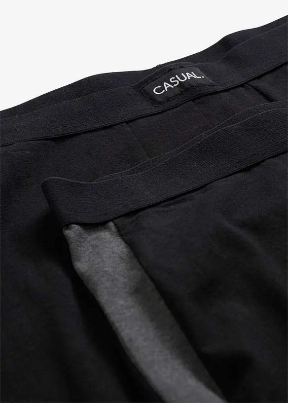 Boksershorts med bomull i ettersittende modell med lange ben (2-pack), bonprix