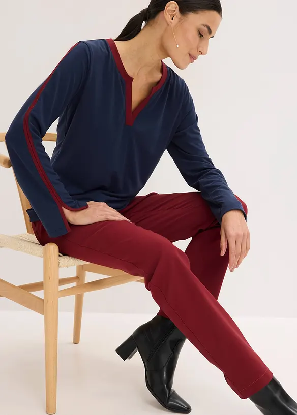 Langermet topp med splitt, bonprix