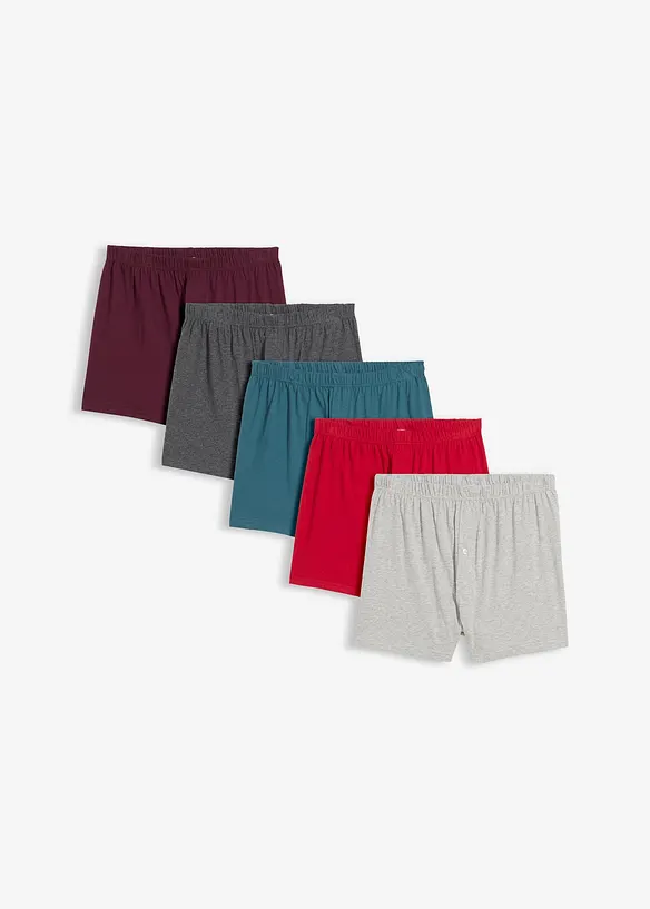 Ledige boksershorts i bomullsjersey (5-pack), bonprix