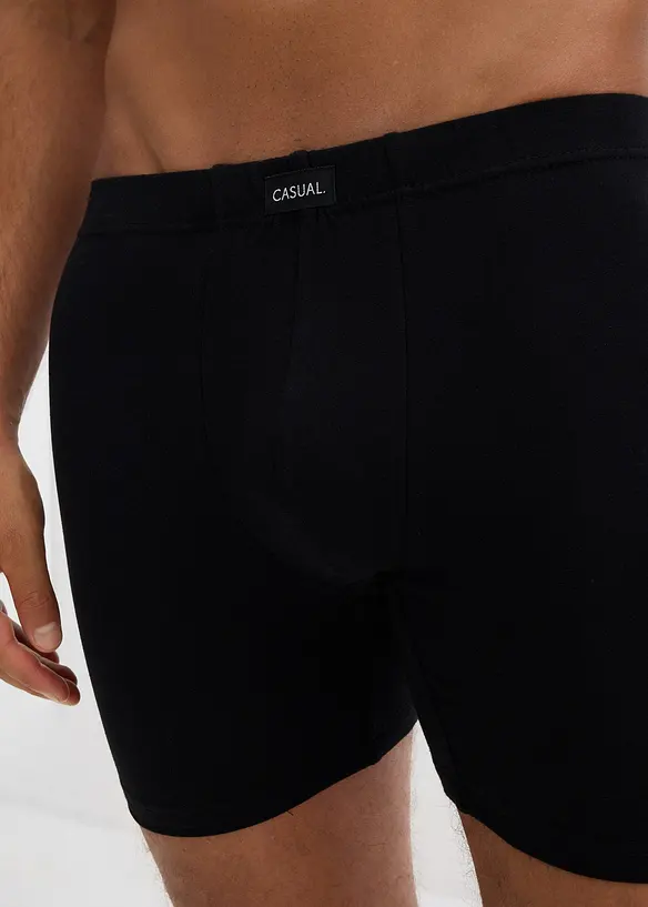 Boksershorts med bomull i ettersittende modell med lange ben (5-pack), bonprix