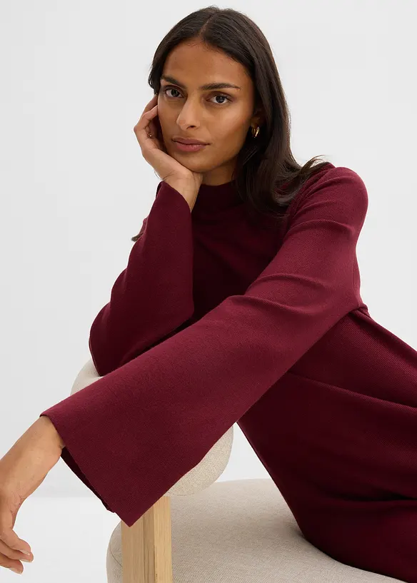 Strikket kjole i viskosemiks og A-fasong, bonprix