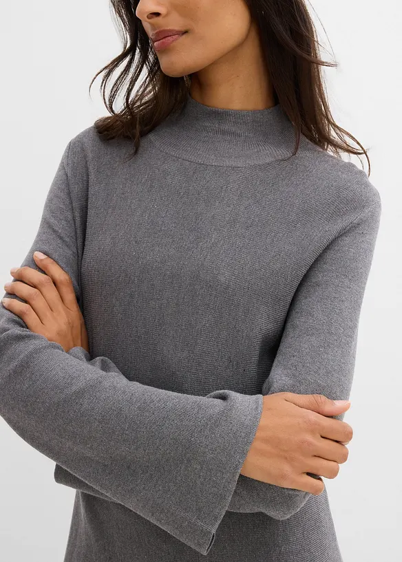 Strikket kjole i viskosemiks og A-fasong, bonprix