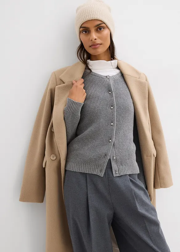 Cardigan med ull og fine knapper, bonprix
