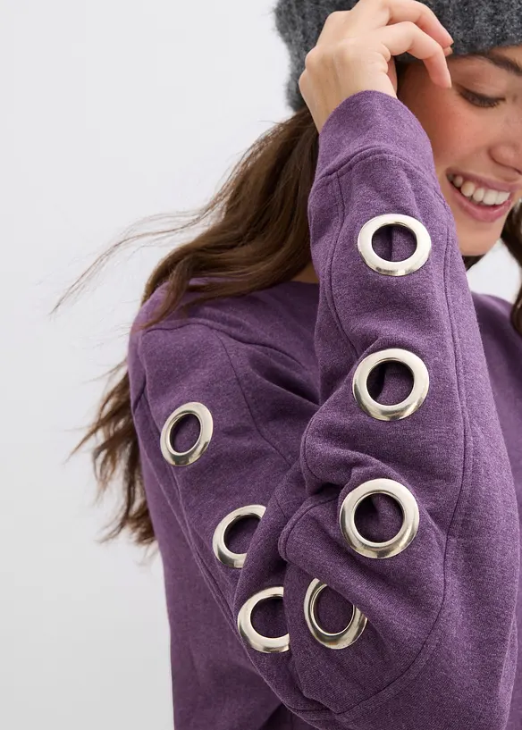 Sweatshirtkjole med maljer, bonprix