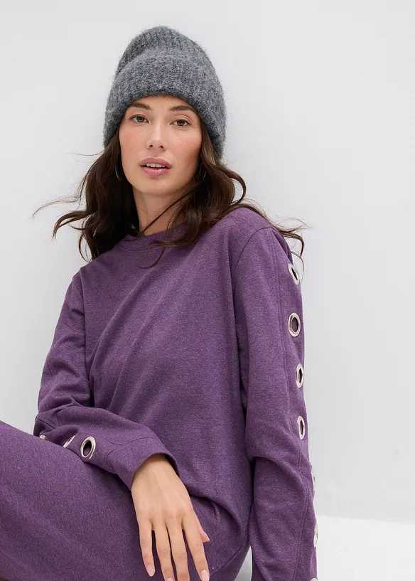 Sweatshirtkjole med maljer, bonprix