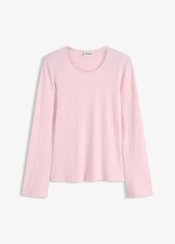 Langermet, ribbet topp, bonprix