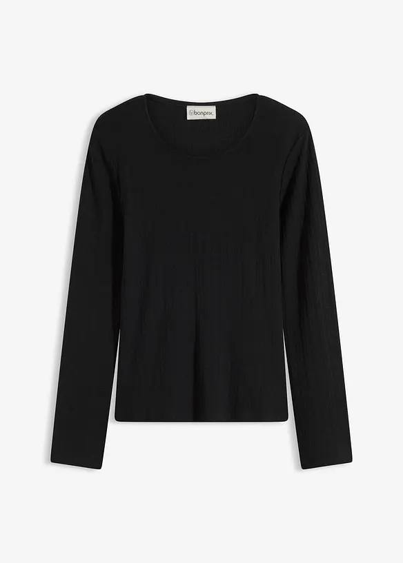 Langermet, ribbet topp, bonprix