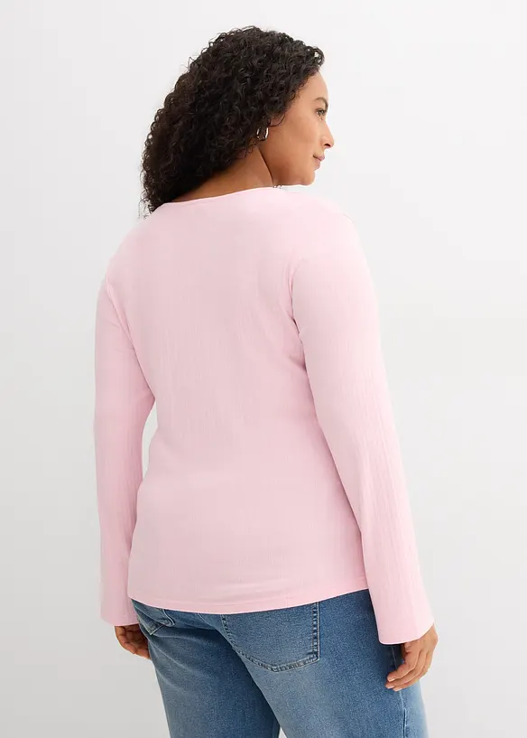 Langermet, ribbet topp, bonprix