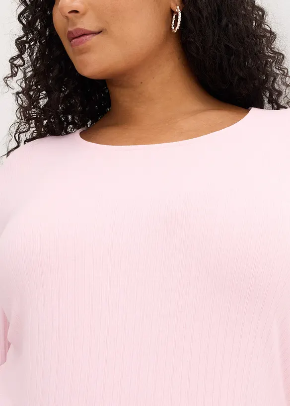 Langermet, ribbet topp, bonprix