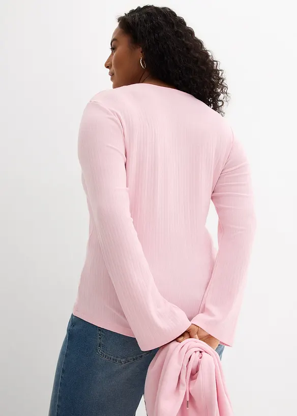 Langermet, ribbet topp, bonprix