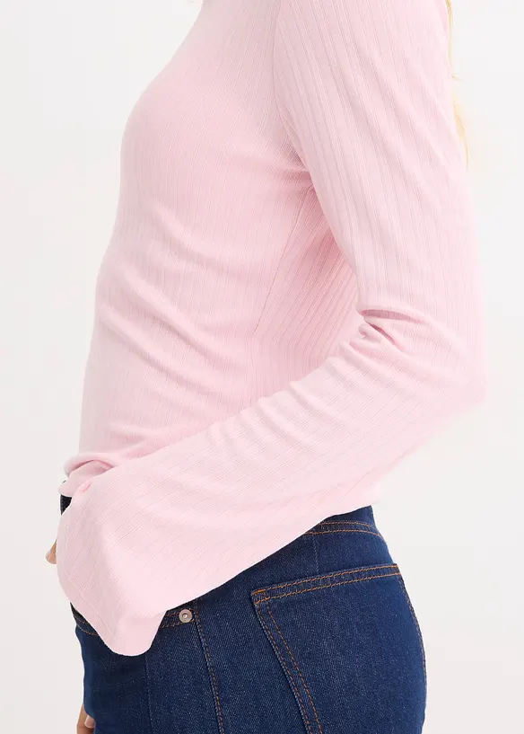 Langermet, ribbet topp, bonprix