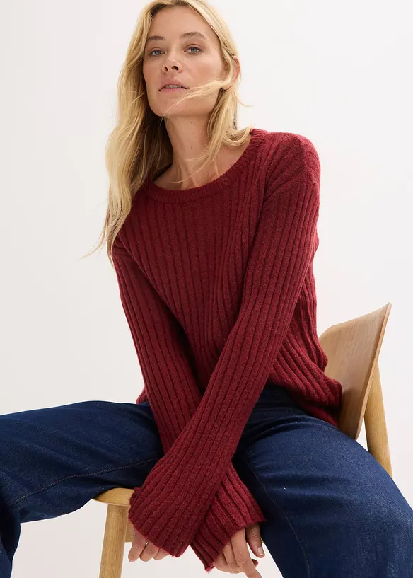 Oversized, ribbestrikket genser, bonprix