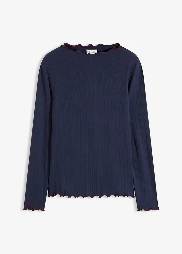 Langermet topp i ribbet materiale, bonprix