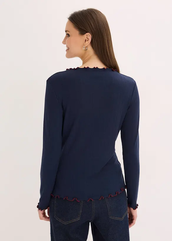 Langermet topp i ribbet materiale, bonprix