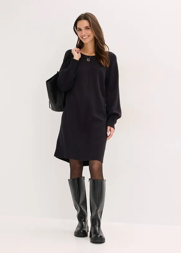 Kort, strikket kjole, bonprix