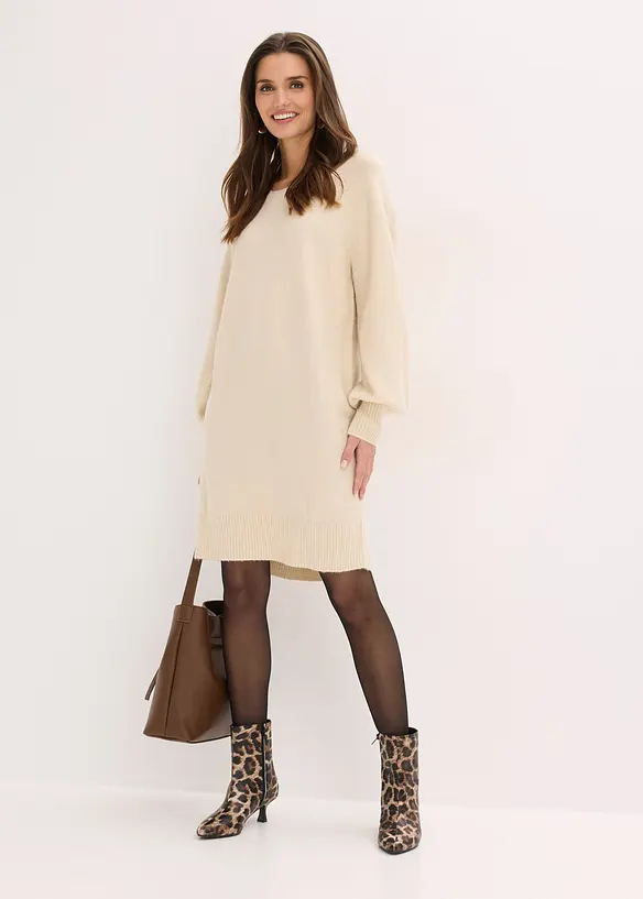 Kort, strikket kjole, bonprix