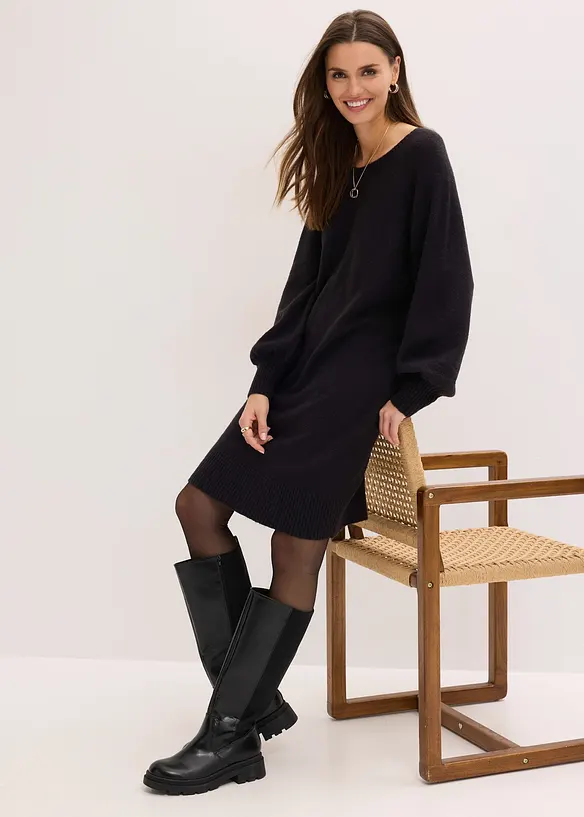 Kort, strikket kjole, bonprix