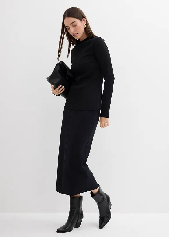 Langermet topp i ribbemateriale, bonprix