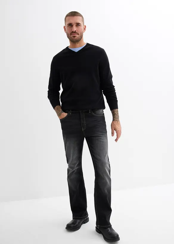Classic Fit stretch-jeans med komfortlinning, Bootcut, bonprix
