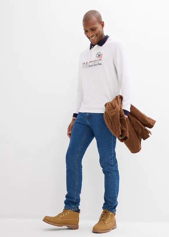 Rugbygenser i 100% &oslash;kologisk bomullspik&eacute;, bonprix