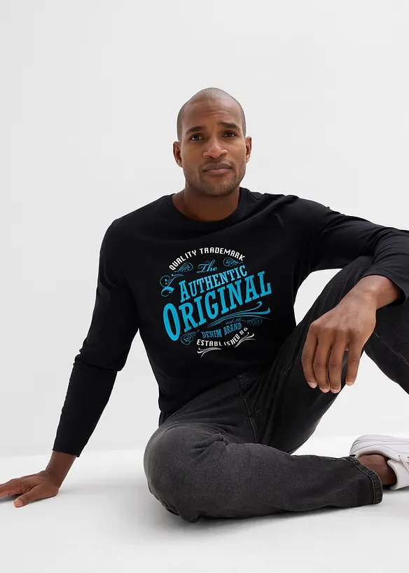 Langermet topp i 100% &oslash;kologisk bomull, bonprix