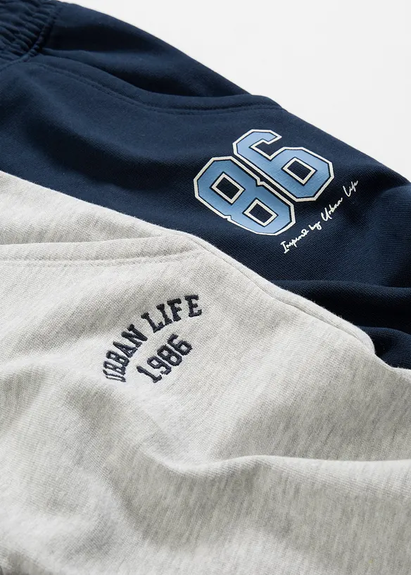 Joggebukse i myk bomullsmiks (2-pack), bonprix