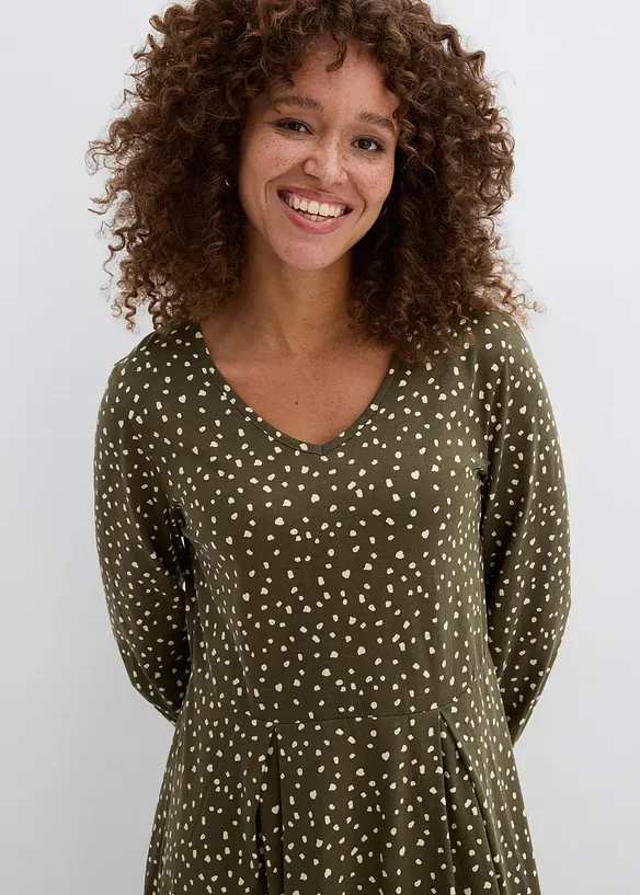 Trikotkjole i bomull, midi-lengde, bonprix