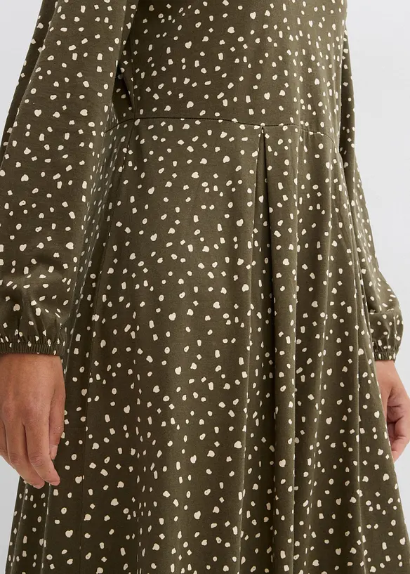 Trikotkjole i bomull, midi-lengde, bonprix