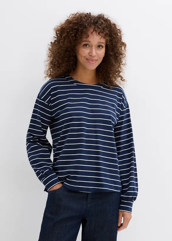 Langermet topp i ren &oslash;kologisk bomull, bonprix