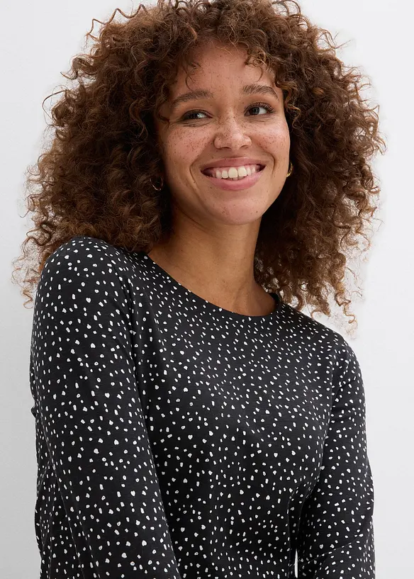 Langermet topp i &oslash;kologisk bomull med elastan (2-pack), bonprix