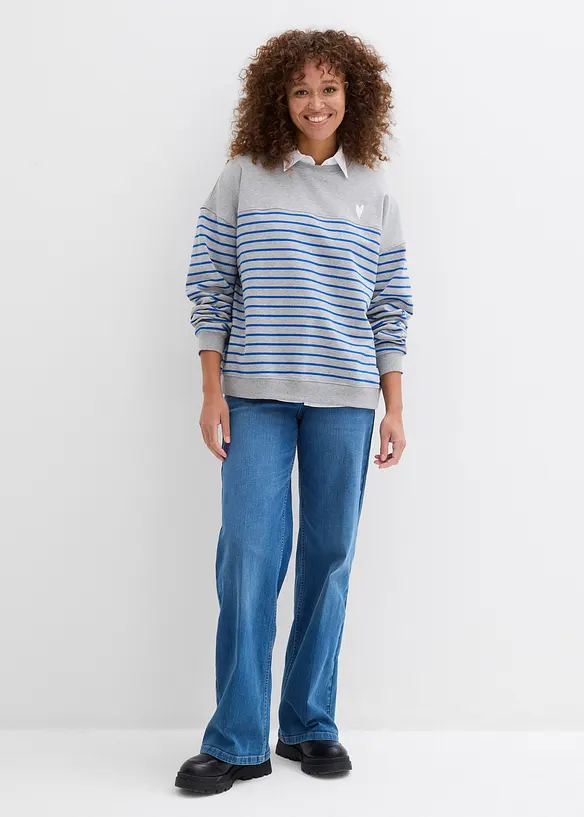 Oversized sweatshirt av bomullsmiks, bonprix